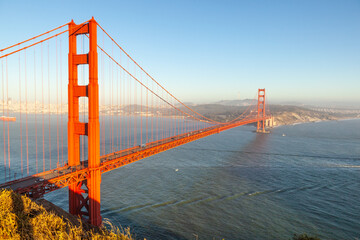 famous San Francisco Golden Gate bridge in late afternoon light