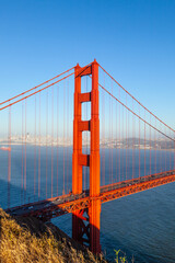 famous San Francisco Golden Gate bridge in late afternoon light