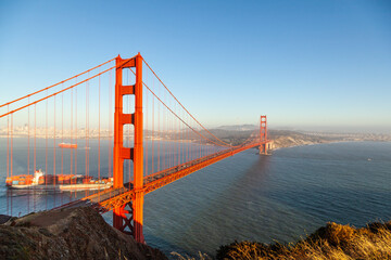 famous San Francisco Golden Gate bridge in late afternoon light