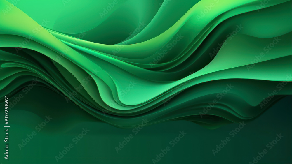 Poster abstract background with smooth lines in green and turquoise colors generative ai