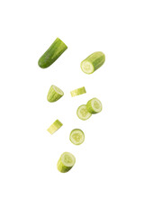 Falling Cucumber slice cutout, Png file.