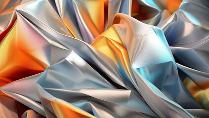 Abstract background of colored silk fabric close up 3D rendering Generative AI