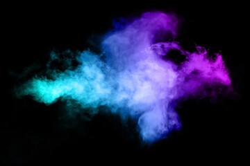 Multicolor powder explosion on black background. 