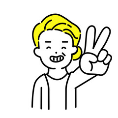 かわいい人物のイラストシリーズ _ シニアの女性_ ピースサイン