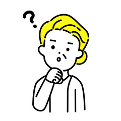 かわいい人物のイラストシリーズ _ シニアの女性_ 疑問