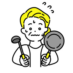 かわいい人物のイラストシリーズ _ シニアの女性_ 料理