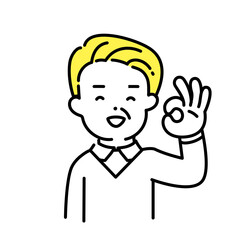 かわいい人物のイラストシリーズ _ シニアの男性_ okサイン