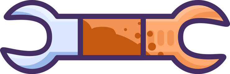 Flat Outline Metal Waste Wrench Icon