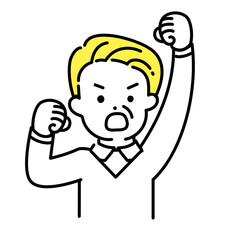 かわいい人物のイラストシリーズ _ シニアの男性_ 抗議