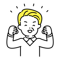 かわいい人物のイラストシリーズ _ シニアの男性_ ガッツポーズ