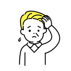 かわいい人物のイラストシリーズ _ シニアの男性_ 困る