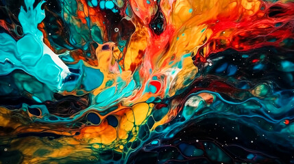 Abstract background with colored paint, generative AI.