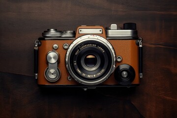 beautiful vintage photo camera close-up view, ai generated image