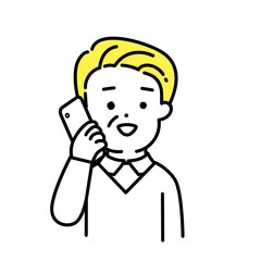 かわいい人物のイラストシリーズ _ シニアの男性_ コミュニケーション