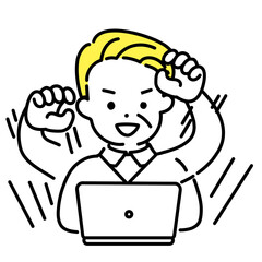 かわいい人物のイラストシリーズ _ シニアの男性_ 捗る