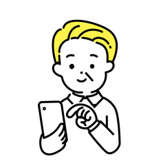 かわいい人物のイラストシリーズ _ シニアの男性_ 操作
