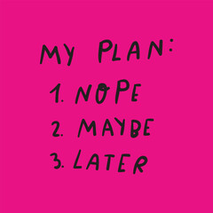 Funny planer. Vector hand drawn graphic design on pink background.