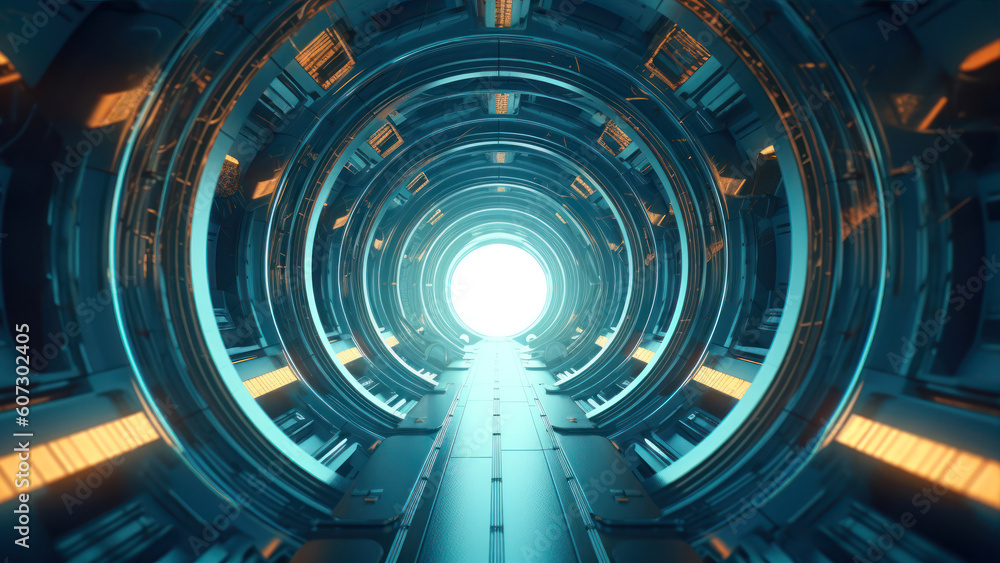 Poster futuristic tunnel - 3d rendering generative ai