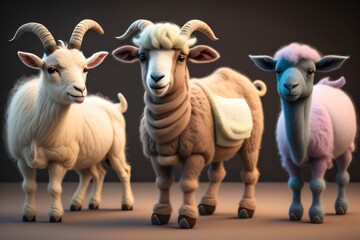 Three cute goat seamless background. Celebrating Eid al adha islamic day. Generative ai