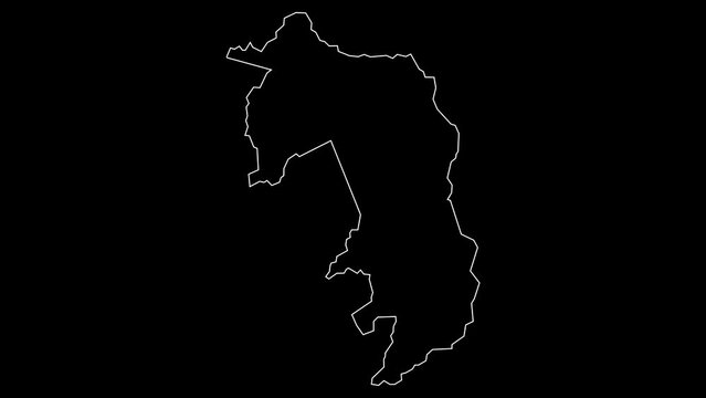 Amambay department map of Paraguay outline animation