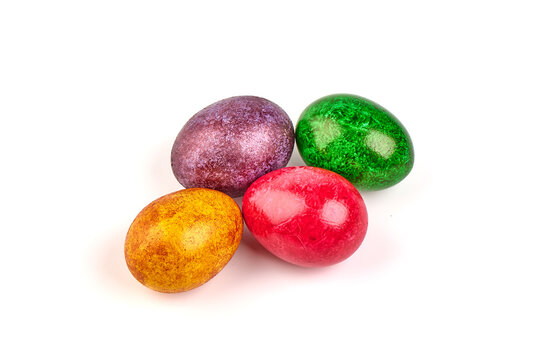 Colorful easter eggs, isolated on white background.