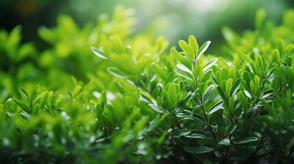 Fototapeta premium A fresh spring green garden foliage background Generative AI