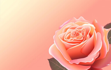 The resplendent blossom of a solitary rose graces the screen, adorned with abundant white space.　Generative AI