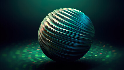 Abstract 3D rendering of shiny glass sphere. Bokeh background Generative AI