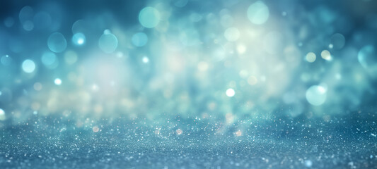 Fototapeta premium Abstract creative template. Pastel blue, glitter glam shiny abstract bokeh background vibrant colours de-focused wallpaper banner. 