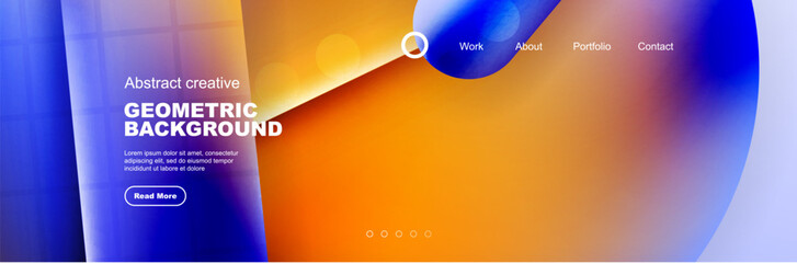 Overlapping geometric shapes background. 3D shadow effects and fluid gradients. Modern abstract forms