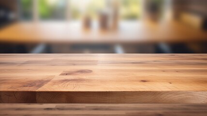 Wooden tabletop with blurred background  Generative AI
