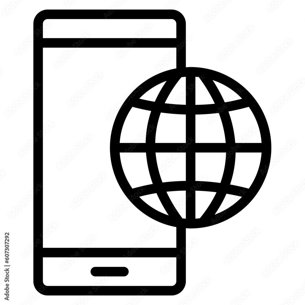 Wall mural browser smartphone line icon, use for website mobile app presentation