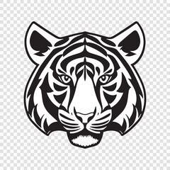 Tiger head black and white vector icon.