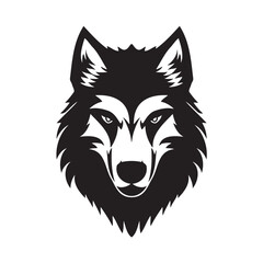 Wolf head black and white vector icon.
