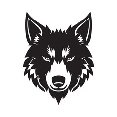 Wolf head black and white vector icon.