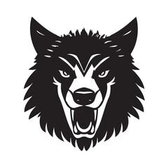 Fototapeta premium Wolf head black and white vector icon.