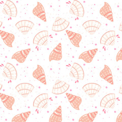 Fototapeta na wymiar Summer cute seamless seashell patterns, colorful patterns, nautical pattern 