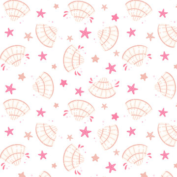 Summer cute seamless seashell patterns, colorful patterns, nautical  pattern  