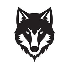 Fototapeta na wymiar Wolf head black and white vector icon.