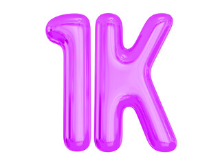 1K Follower 3D Purple Number