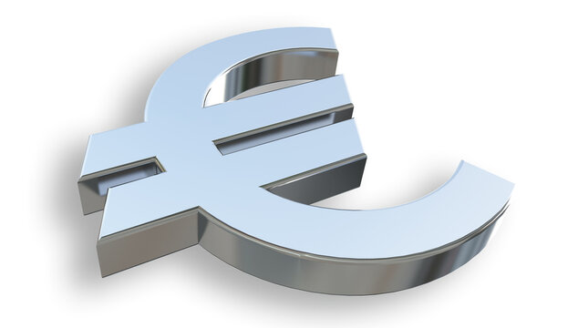 Shiny metallic currency symbol isolated on white background