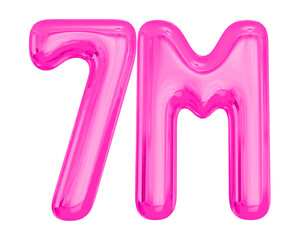 7M Follower 3D Pink Number