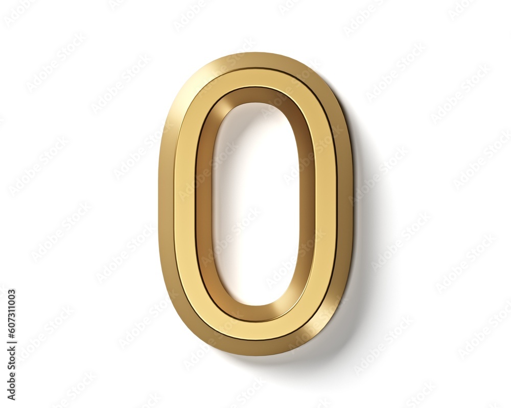 Fototapete digits and letters made of gold. 3d illustration of golden alphabet isolated on white background