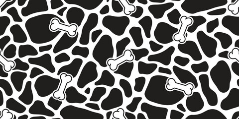 dog bone seamless pattern camouflage texture pet paw cat french bulldog vector cartoon doodle gift wrapping paper repeat wallpaper tile background scarf isolated illustration design