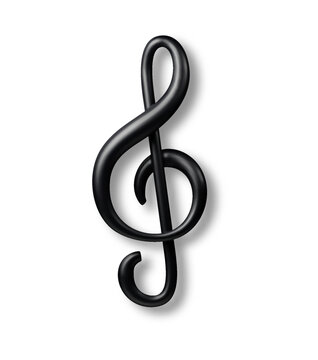 Treble clef vector icon isolated. Realistic back 3d vector.