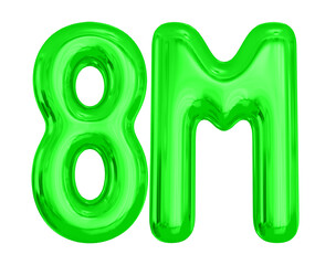 8M Follower 3D Green Number