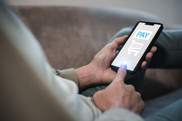 online shopping and payment makes a purchase on the Internet, Online payment, Business financial and technology.