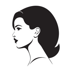 Woman head silhoutte, face and hair Fashion icon