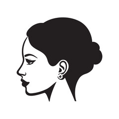 Woman head silhoutte, face and hair Fashion icon