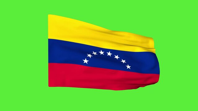 Flag of Venezuela on a green screen. 3D animation.